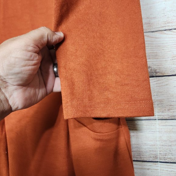 NWT Roolee Women's Burnt Orange Pockets Maxi Zipper Back Stretchy Dress Size M - Picture 7 of 16